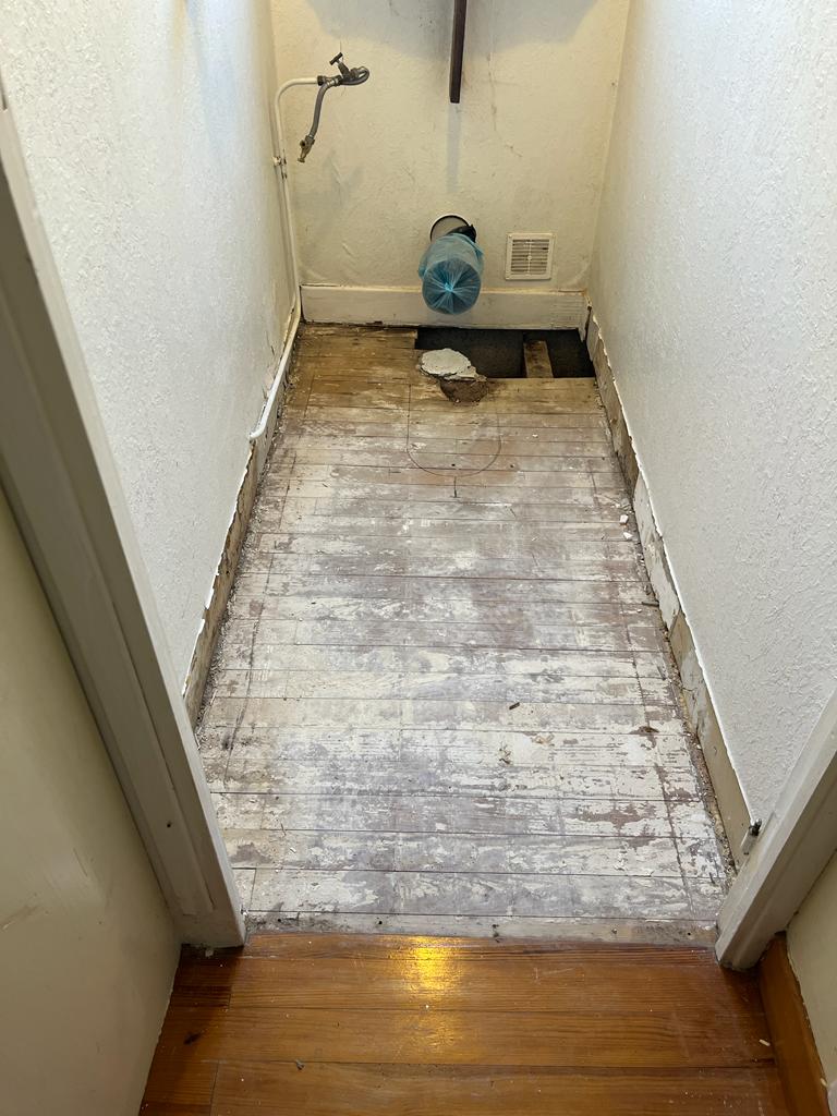 old toilet floor
